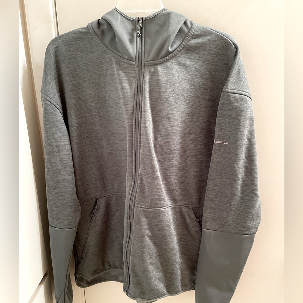 EUC Columbia zip front, zip pocket jacket/hoodie. 1x. Sage
